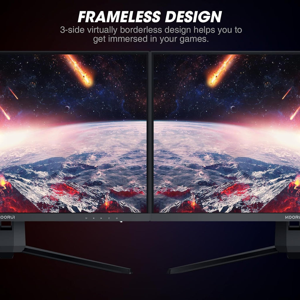 KOORUI 27-inch Gaming Monitor 144Hz QHD(2560 x 1440p) 2K, 1ms, DCI-P3 90% Color Gamut, Adaptive G-Sync, FreeSync Premium, HDMI x 2, DisplayPort, 27E1QA