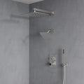 Wall Mount 12' High-Pressure Rainfall Shower Faucet, Dual Rainfall Shower Head System with Valve (Brushed Nickel)