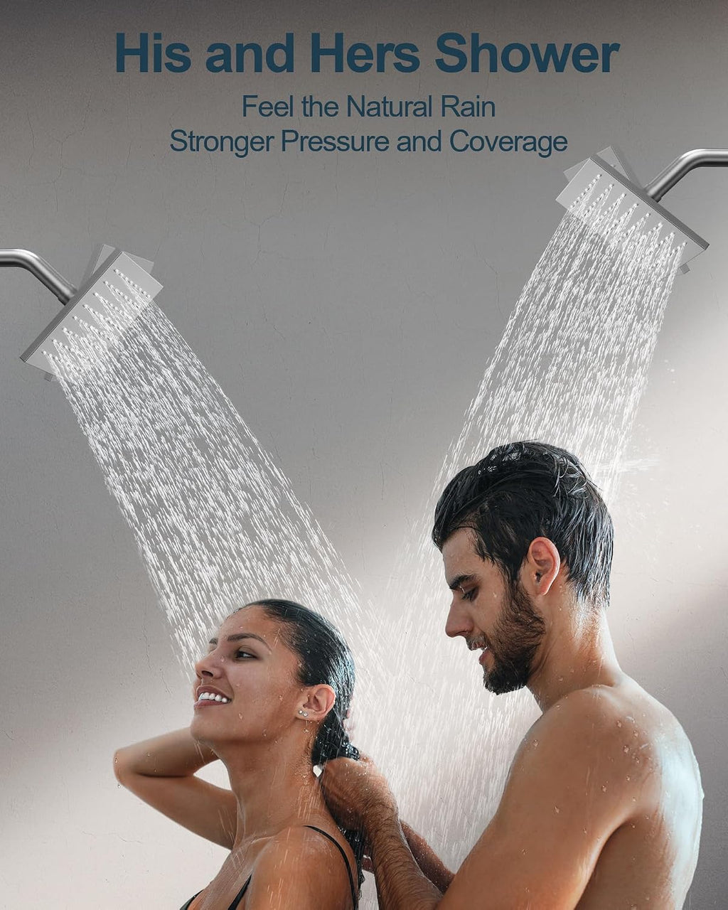 Thermostatic Shower System, 16' Ceiling Mount Rainfall shower Head with Double 6' Shower Head, Brushed Nickel
