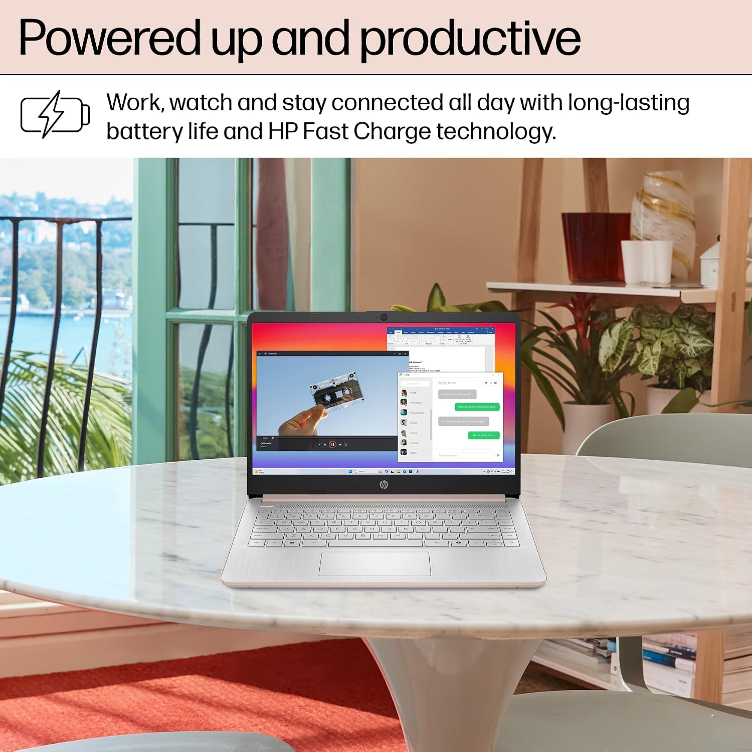 HP 14 Laptop Student Business 2025 Flagship, AI Copilot, 4-Core 13th Gen Intel CPU, 16GB RAM 628GB Storage (128GB UFS+ 500GB Ext), 1-Yr Office 365, Long Battery HubxcelAccessory Win 11S Rose Gold