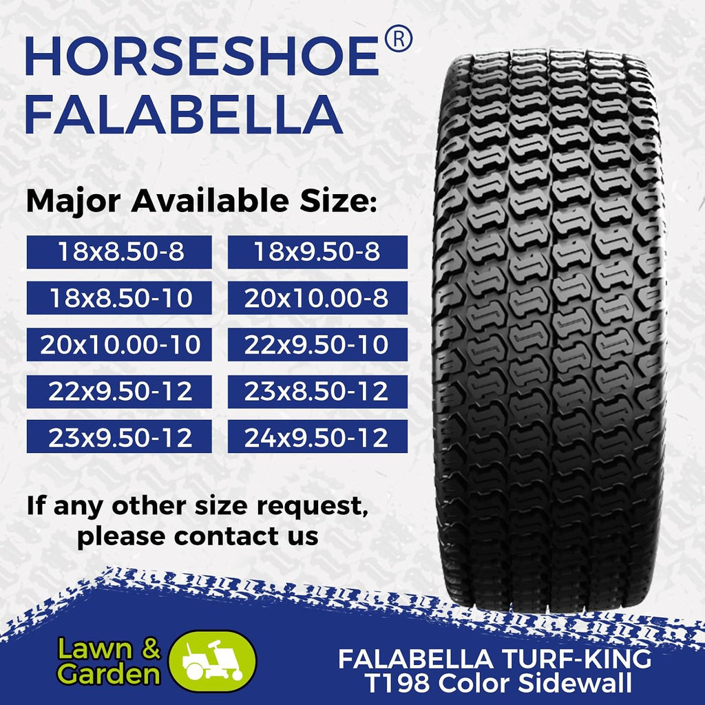 HORSESHOE FALABELLA 2 New 20x10.00-8 / 20x10-8 6PR TURF-KING LAWN MOWER TIRES LRC Heavy Duty Color-Sidewall (20x10.00-8 6Ply)