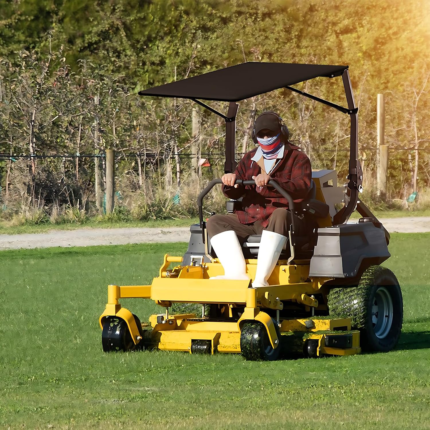Universal Tractor Canopy for ROPS – UV-Resistant Sunshade for Compact Tractors, Riding Mowers, Zero Turn Mowers & Lawn Tractors – Easy Bolt-On Installation