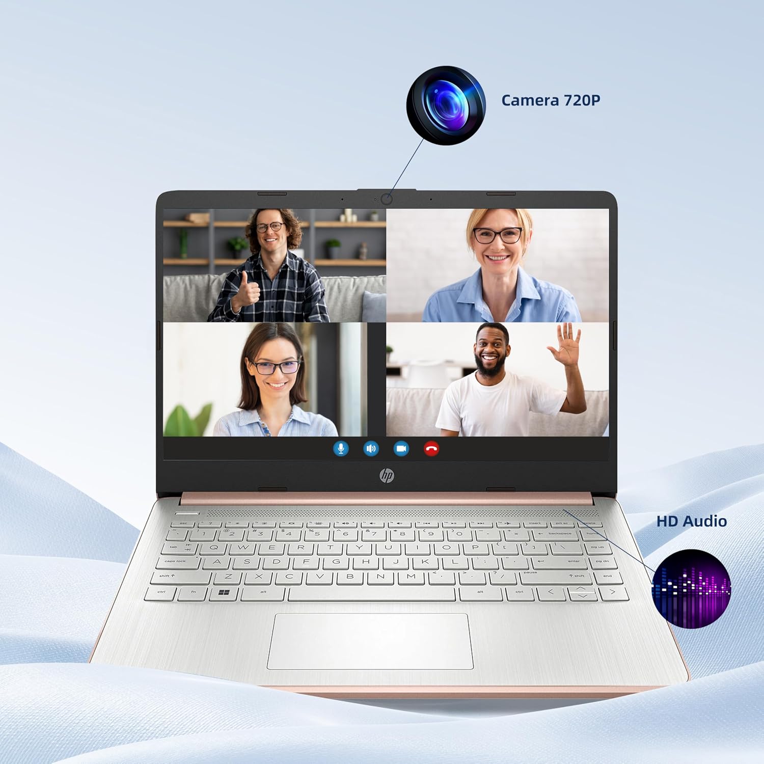 HP Pavilion Laptop 2026 Notebook for Students & Remote Work, Intel N150, 16GB RAM, 128GB Storage, 500GB External HDD, Lightweight, Long Battery Life, Wi-Fi 6, 1 Year Office 365, Win 11 Home S, Pink
