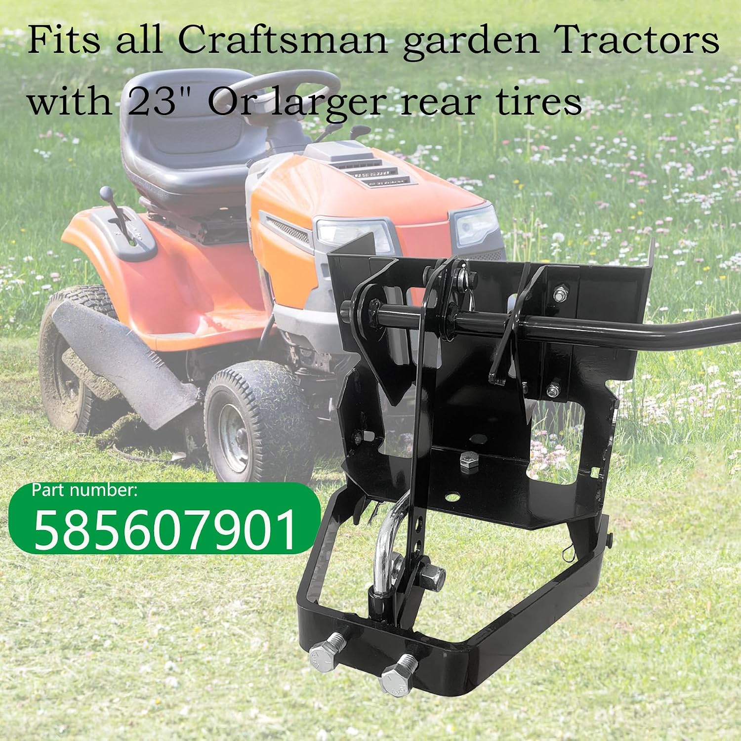 585607901 Garden Tractor Sleeve Hitch Attachment Rear Mount Compatible with Husqvarna Craftsman T200 T300 Series for with 23' Or Larger Rear Tires Cub Cadet Riding Lawn Mower Tractors