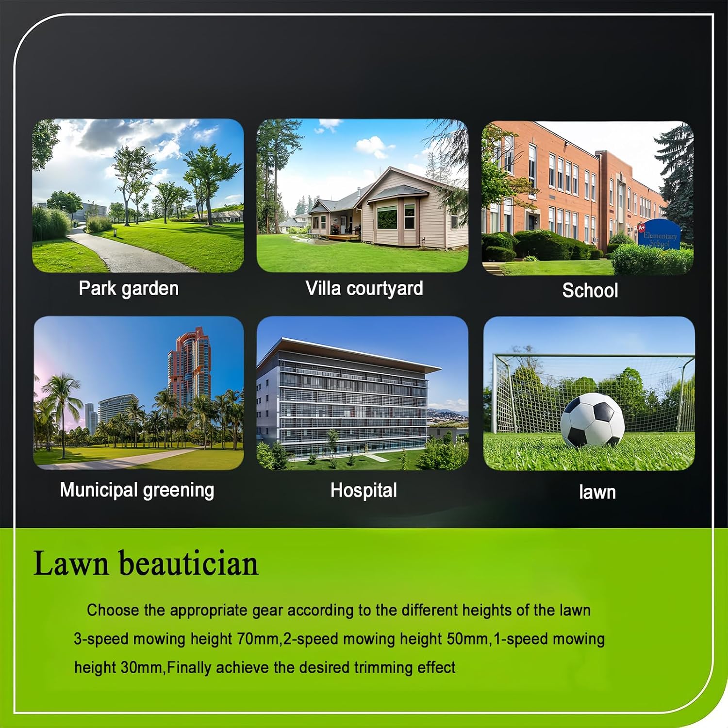 Portable Cordless Lawn Mower, Electric Lawn Mower, Dual Battery, 3400 RMP High Speed Mower, with Large 45 L Grass Box, 33 Cm Cutting Width, 30/50/70 Mm, 3 Adjustable Cutting Heights