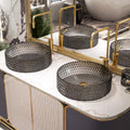 Homary Bathroom Vessel Sink Round Vessel Sink 15.35' x 4.33' Transparent Diamond Shaped Crystal Glass Bathroom Sink Above Counter with Pop-up Drain, Pack of 2, Black