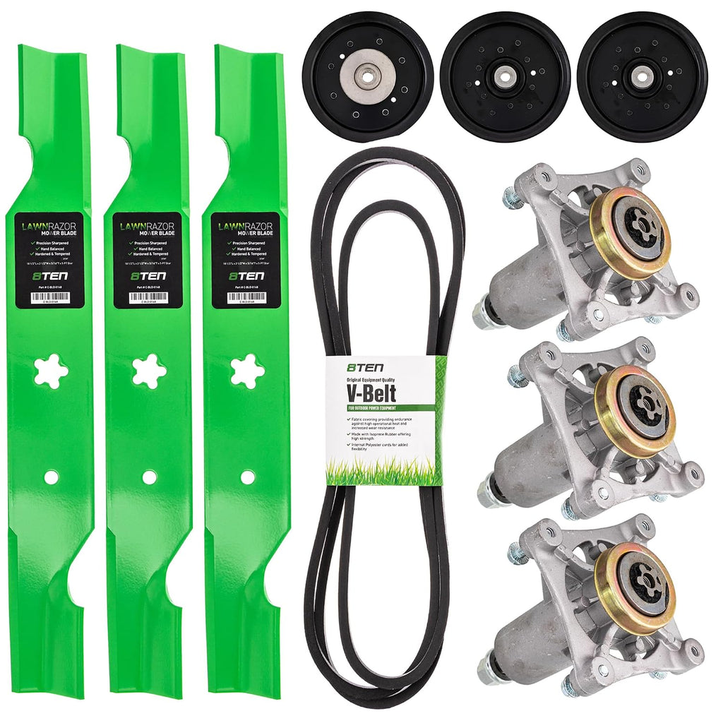 8TEN Deck Rebuild Kit for Husqvarna 54 inch RZ5422 RZ5424 RZ5426 RZ54i Z254 Z254i Blade Spindle Belt Idler