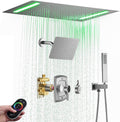 14 X 20 Inch Ceiling LED Rain Shower Head, Dual Rainfall Smart Shower System Set With 8 Inch Wall Head For Two People (Brushed Nickel)