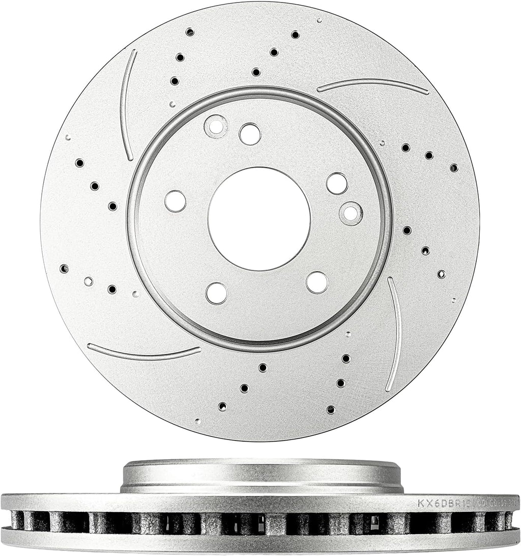KAX Front Brake Kit, Drilled and Slotted Brake Rotors 34101, Ceramic Brake Pads D872 Fits CLK350 2006-2009, CLK320/C320 2001-2005, C280 2006-2007, C240 2003-2005, SLK280 2006-2008, SLK300 2009-2011