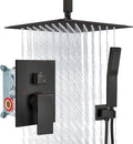 Aolemi Ceiling Mount Shower System Rain Shower Head with Handheld Spray High Pressure Shower Faucet Set Rough-in Valve Shower Trim Kit Included Bathroom Oil Rubbed Bronze 16 Inch Ceiling Shower Head