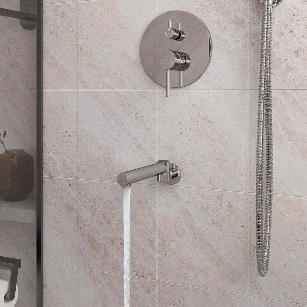MONDAWE Round Shower Faucets Sets Complete with Tub Spout, Wall Mounted Shower System 10 Inch Rainfall Shower Head with Handheld Combo, Chrome High Pressure Shower Faucet Set