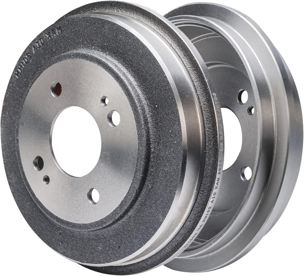 Detroit Axle - Front Drilled Slotted Disc Brake Rotors Ceramic Brake Pads Rear Brake Drums Shoes Replacement for 2009-2013 Honda Fit: 10.32'' inch Front Rotor