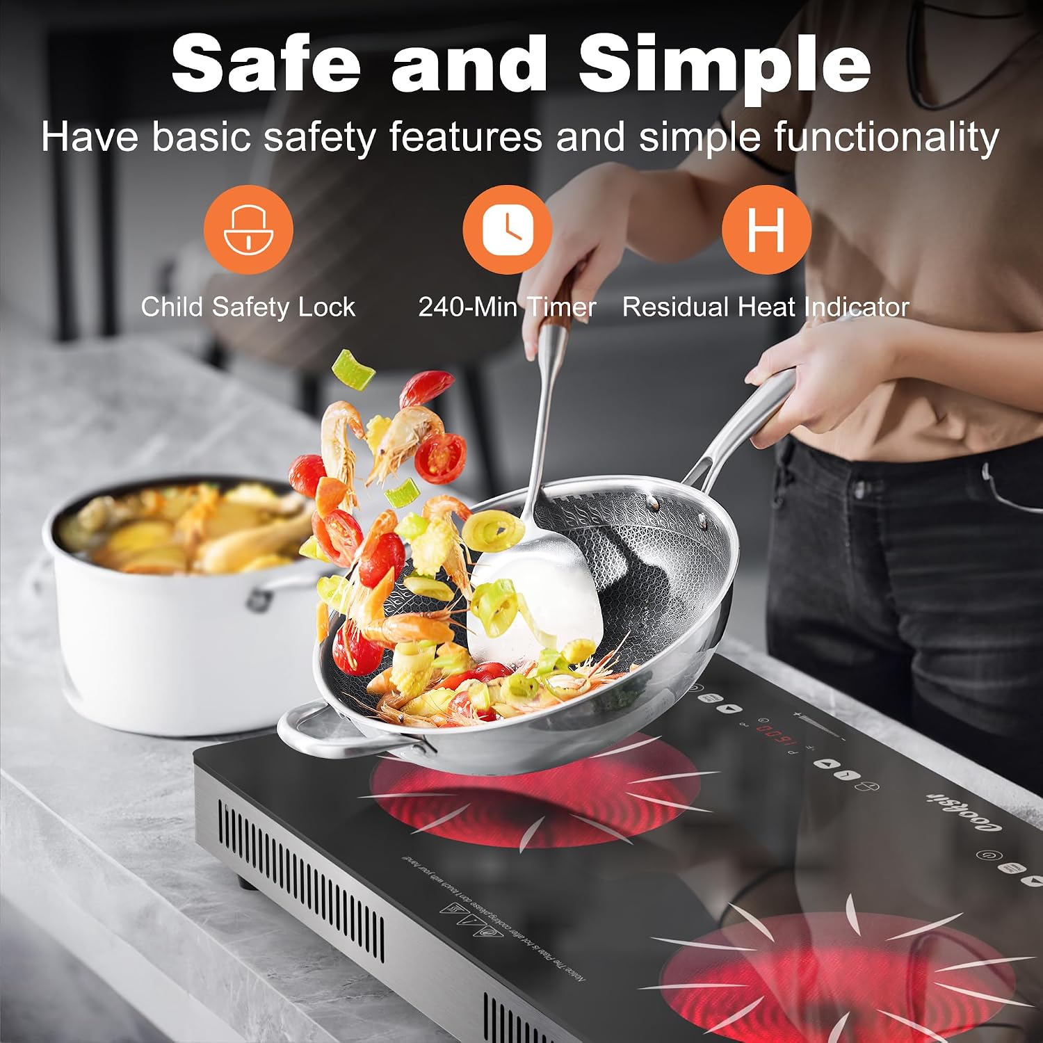 2 Burner Electric Cooktop 24 Inch and 12 Inch