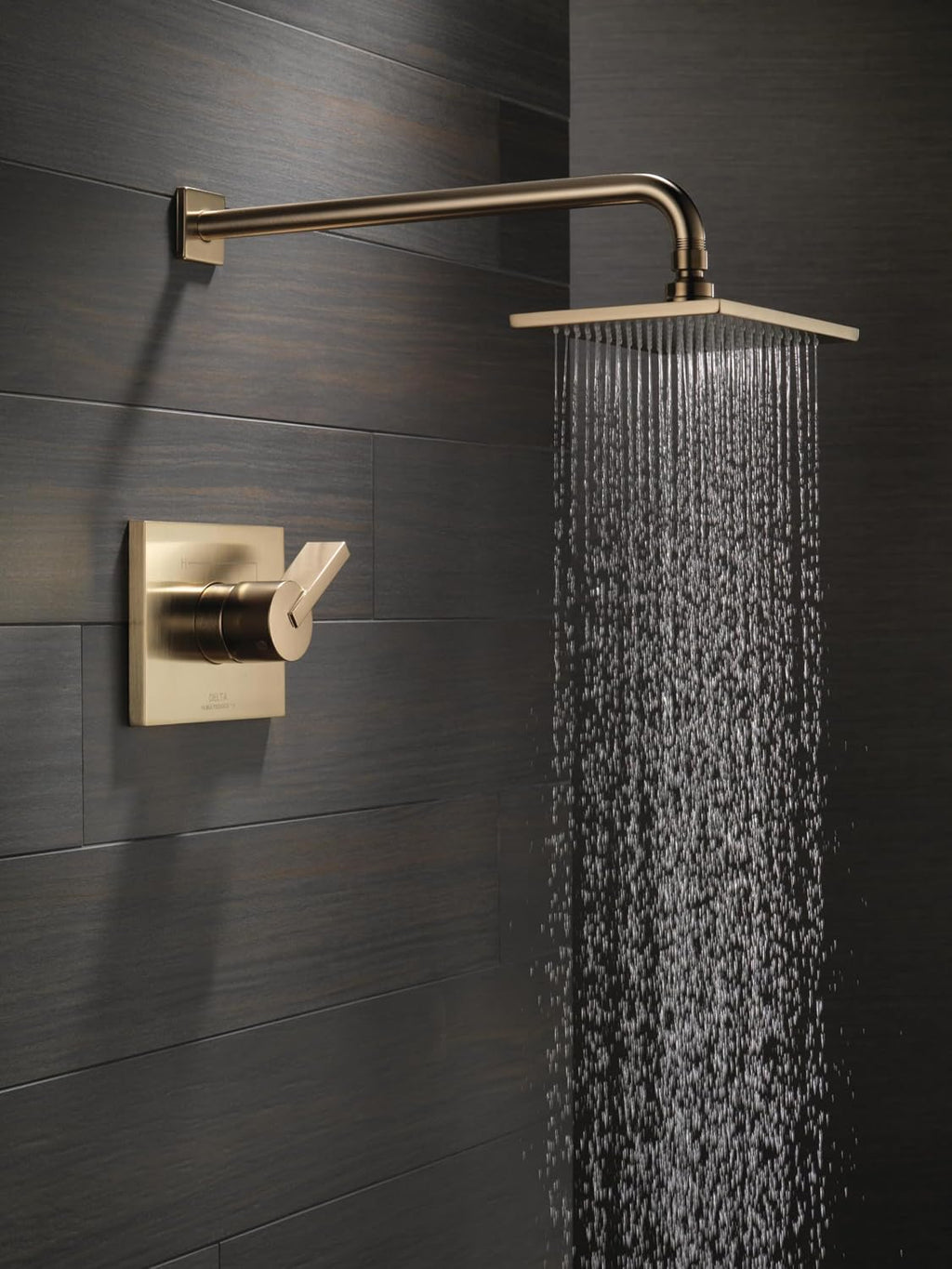 Delta Vero 14 Series Rain Shower Faucet Set, Brushed Gold Shower Head and Handle Set, Valve Trim Kit, Champagne Bronze T14253-CZ-WE (Valve Not Included)