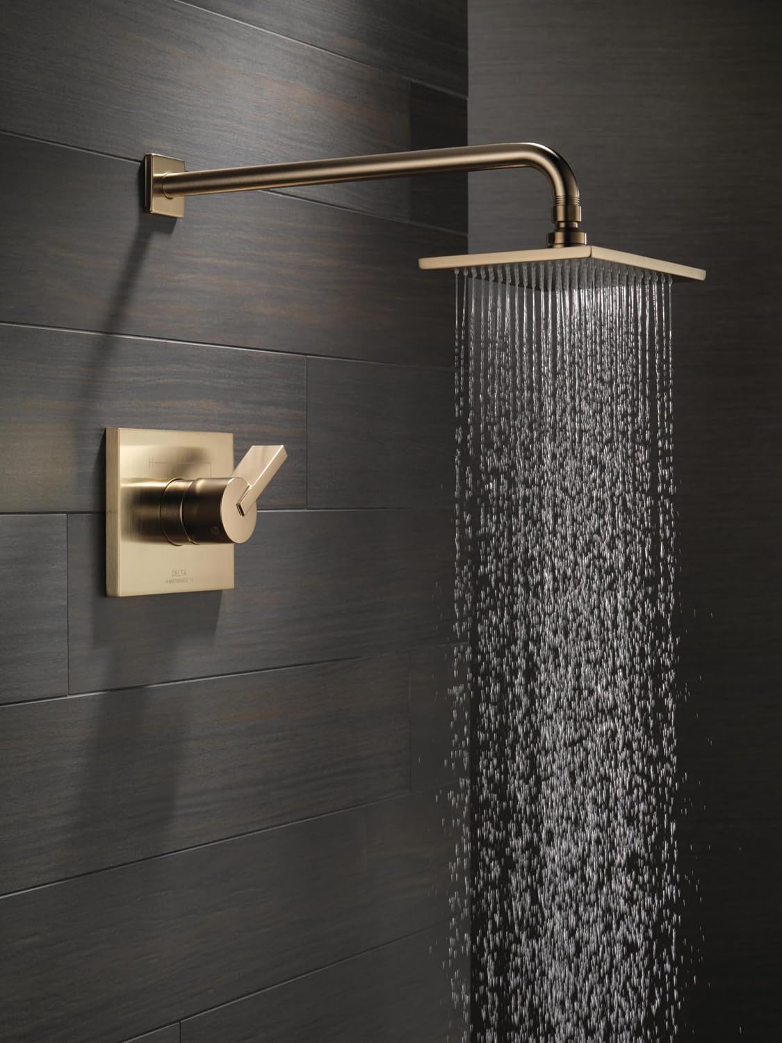 Delta Vero 14 Series Rain Shower Faucet Set, Brushed Gold Shower Head and Handle Set, Valve Trim Kit, Champagne Bronze T14253-CZ-WE (Valve Not Included)