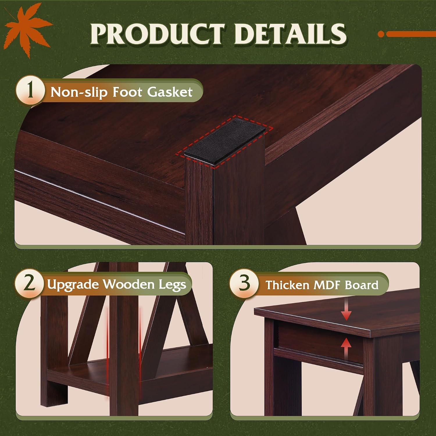 WLIVE End Tables Living Room Set of 2 with Charging Station, Sofa Side Tables with Open Storage Shelf, Slim Farmhouse End Table Sets, Espresso