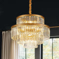 21.6' 14-Light Modern Crystal Chandelier Light Fixtures 4-Tier Gold Luxury Chandeliers for Dining Room Round Hanging Pendant Lighting for Living Room Kitchen Entryway Bedroom Foyer Hallway