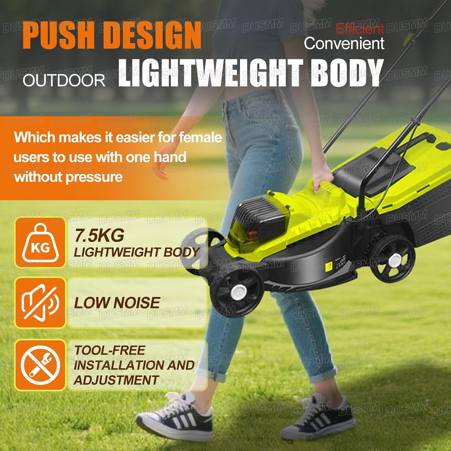Cordless Push Lawn Mower,with 45L Grass Box, 40V Battery Powered Grass Cutting Machine, 3 Adjustable Cutting Heights, 4000mAh Dual Battery,for Lawns & Garden,Green