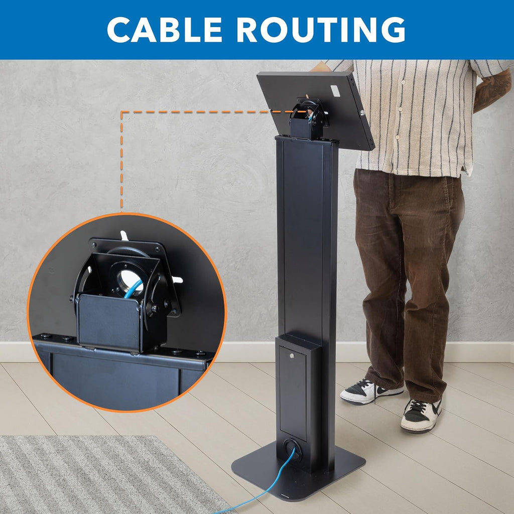 Mount-It! Anti-Theft iPad Floor Stand Kiosk, Locking Tablet Floor Stand for iPad Gen 7–11 & A16, Air & Pro (10.2'–11'), Commercial Kiosk for Retail, Lobby & Trade Show, Black