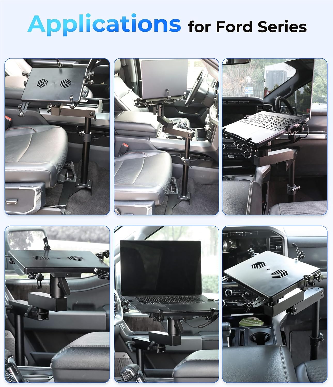 Truck Laptop Mount Fit for Ford F150, F350, F250, F550, No-Drilling Truck Computer Mount Holder for Laptop up to 17'