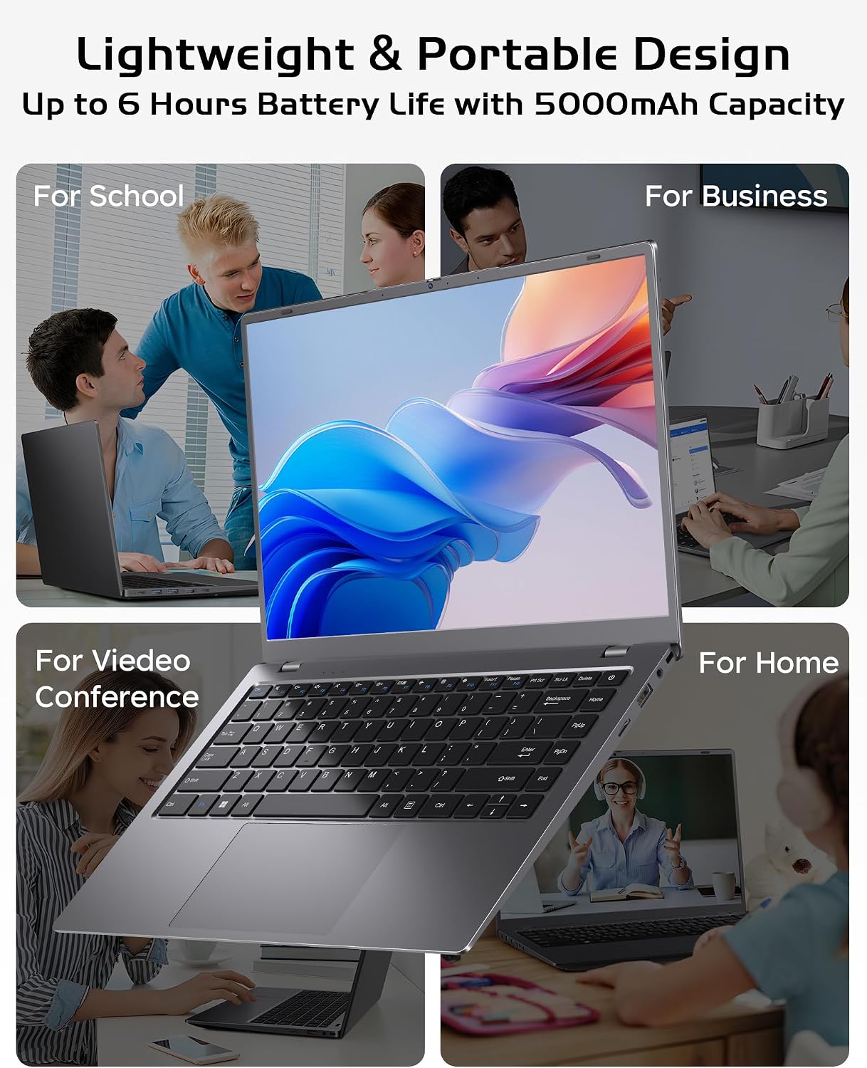 Laptop 16GB RAM 512GB SSD, Portable Lightweight Laptops with Pentium Gold 6500Y, 14 Inch FHD IPS Screen, USB 3.2, USB-C, HDMI, TF Card Slot, PC Laptop Computer Good for Business and Student