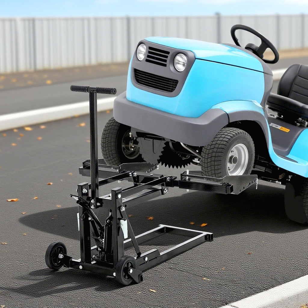 Heavy Duty Lawn Mower Lifts for Riding Tractors, Lawn Mower Jack Lift Zero Turn with Adjustable Hight Lock, Lawn Tractor Lifts & Zero Turn Lift with Wheels/Handle, Foot-Operated, 550 LBS Capacity