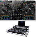 Pioneer DDJ-FLX10 4-Deck DJ Controller Bundle with Headliner HL10010 Classic Dual-Tone Flight Case | Rekordbox + Serato DJ Pro | Road-Ready Controller with Exact-Fit Custom Interior Protection