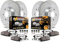 PowerStop Front & Rear Brake Kit For GMC Sierra 2500 HD 2001-10 |Chevy Silverado 2500 HD 2001-10 - Truck & Tow Carbon Fiber Ceramic Brake Pads + Drilled & Slotted Rotors Upgrade, K2073-36