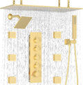 HOMEDEC 15.7x31.5' Rainfall and 6' Dual Shower Heads with Handheld Spray Combo, Full Body Shower System with 6pcs Body Jets, Brushed Gold