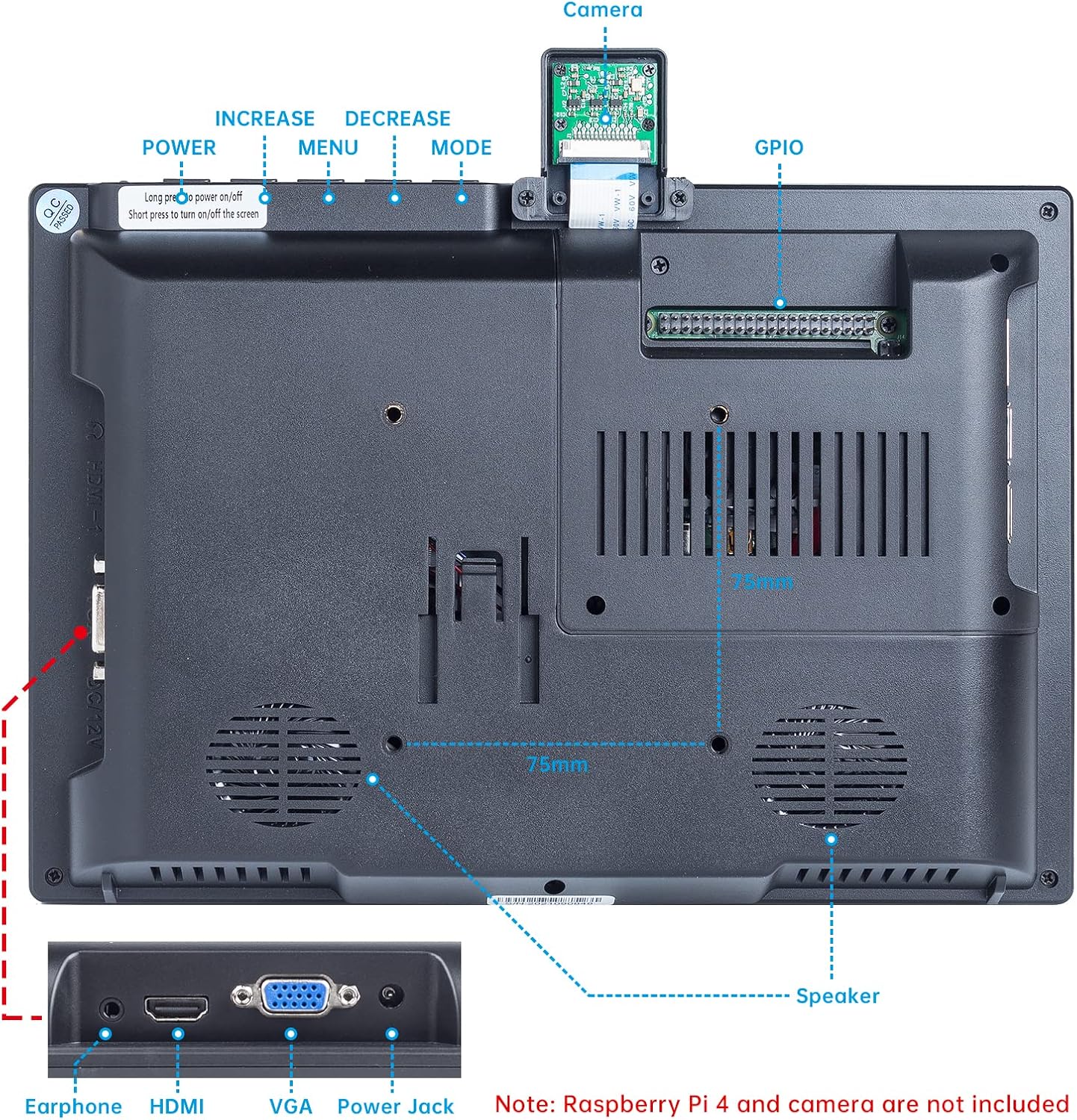 SunFounder 10.1'' IPS Display for Raspberry Pi - 10.1 Inch Portable Laptop Monitor, 1280*800 Resolution, Cooling Fan (Non-Touch)