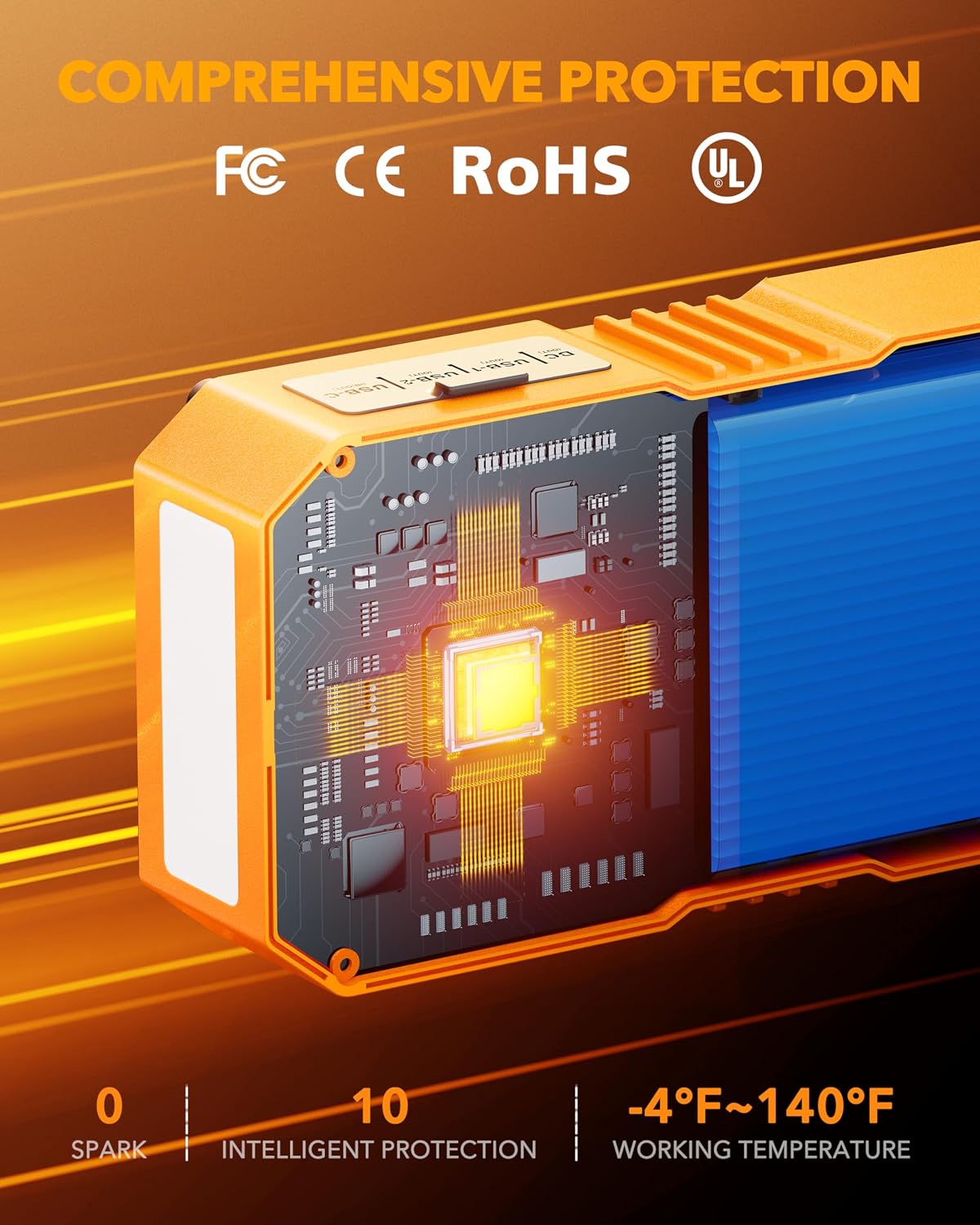 OXILAM 20000mAh Jump Starter for All Gas & Diesel Engines, 9000A Battery Jumper Starter Portable, 12V Jump Box with Quick Charger, Extended Jumper Cable, LED Display, USB, DC, Type C Port & LED Light