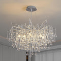 Modern Crystal Raindrop Chandelier, Silver Round Art Deco Tree Branch Lighting Fixture for Dining Room Living Room Foyer 13 Lights D31.5''