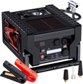 2000A Car Battery Jump Starter with Air Compressor 12V Battery Jumper Box Car Start Booster Up to 10L Gas/8L Diesel Engines with 400W AC Inverter, LED Light