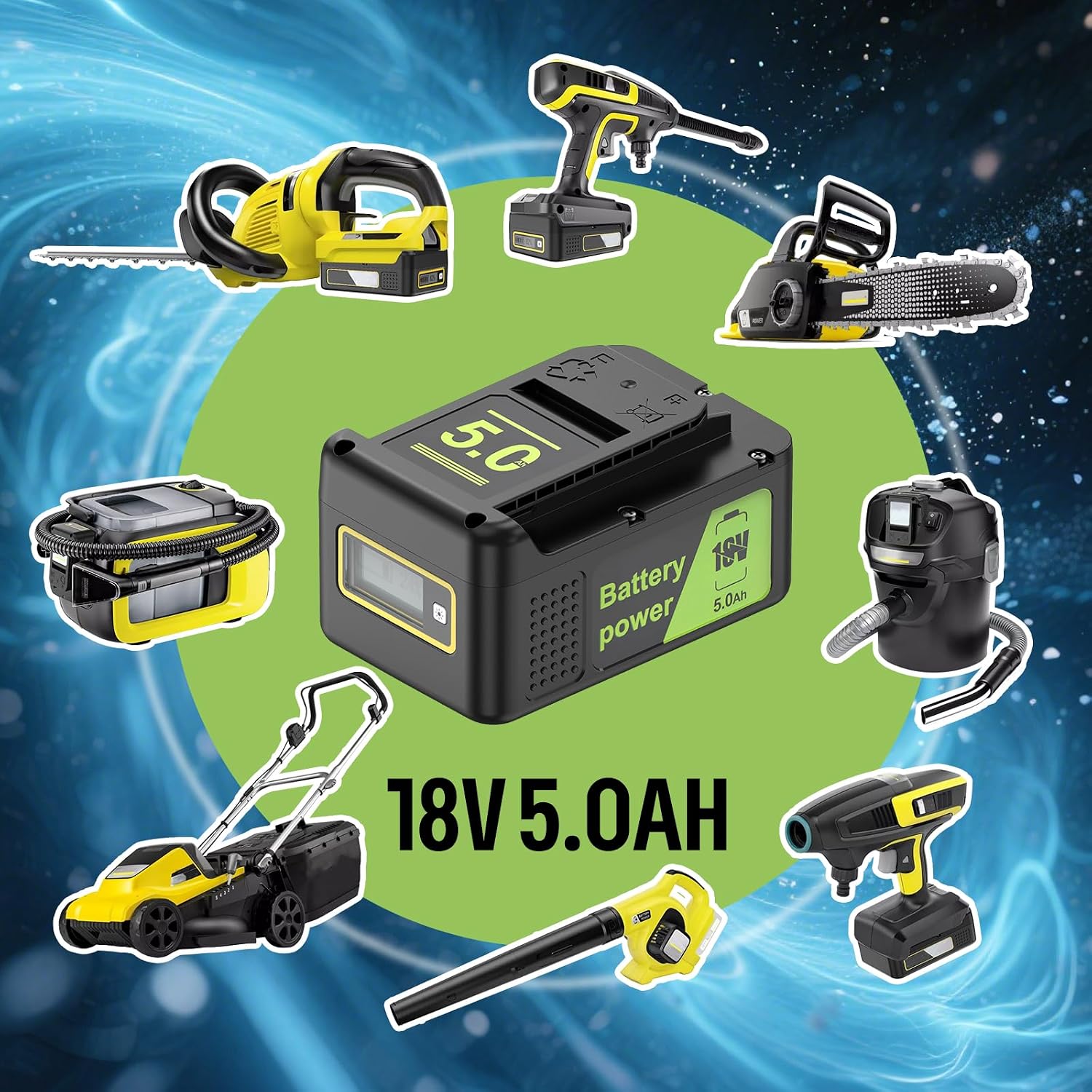2Packs 18V 5Ah Replacement for Karcher Rechargeable Battery, Compatible with Entire 18V Battery Power Range Like Hedge Cutter, Hedge Trimmer, Lawn Mower, Strimmer, Chainsaw