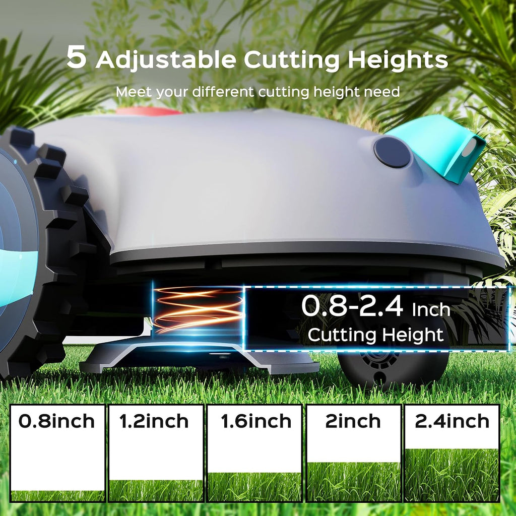 YARDCARE V100 Robot Lawn Mower with HD Vision Navigation, Smart Obstacle Detection, Collision Sensors, Adjustable Cutting Height, Low-Noise Operation—Perfect for Small Lawns up to 1,600 sq ft.