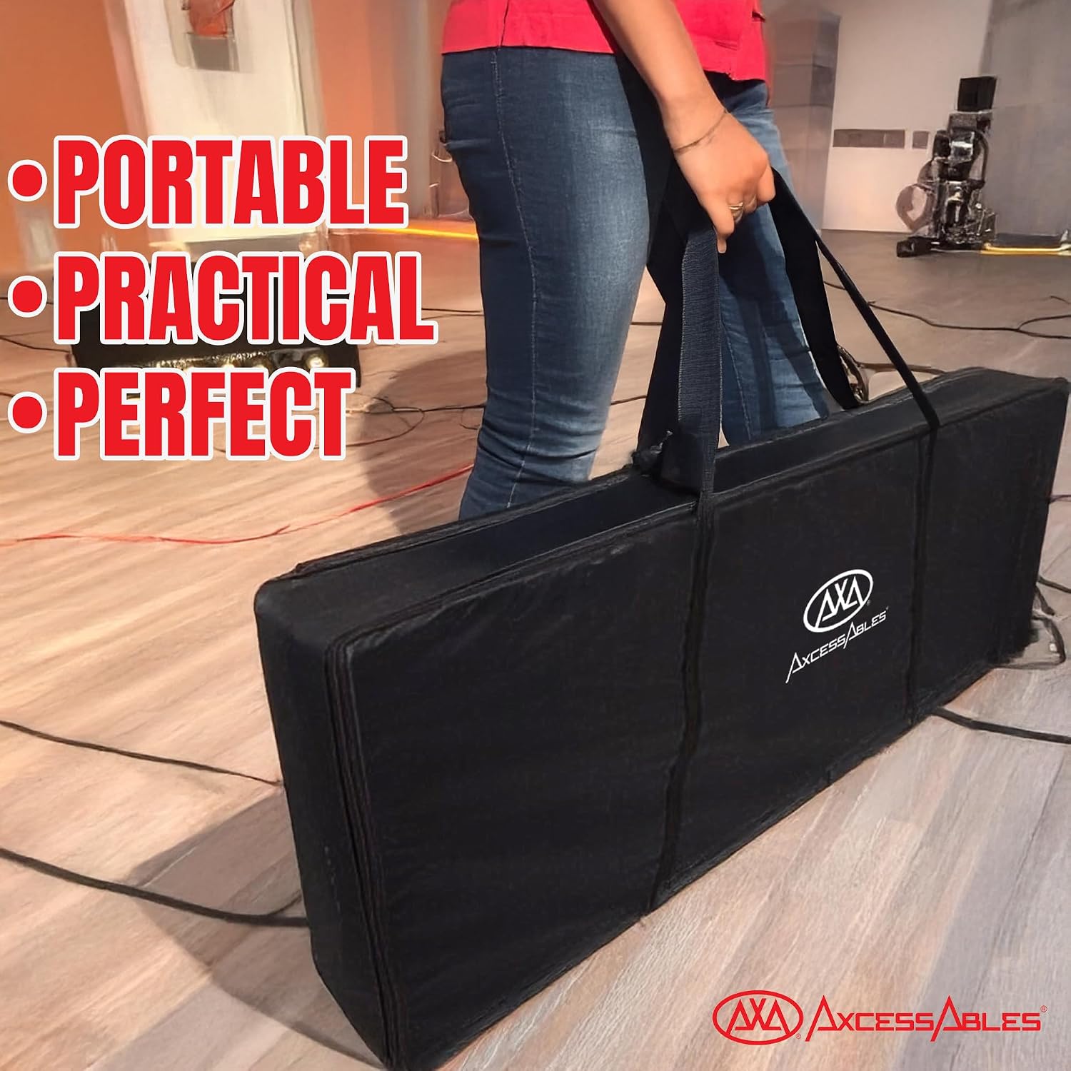 AxcessAbles Portable White DJ Facade Booth with Carry Case – 40' x 20' Tabletop, Steel Frame, and White Scrim | White DJ Table | Event Booth (ES-01X)