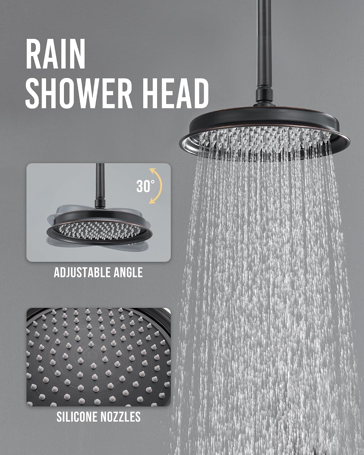 DASAN Antique Dual Shower Head Faucet Set, Oil Rubbed Bronze Dual Rain Shower Head System Complete Double Head Shower Fixture Combo, 9'' & 6'' Dual Rainfall Overhead Shower with Handheld, Valve & Trim