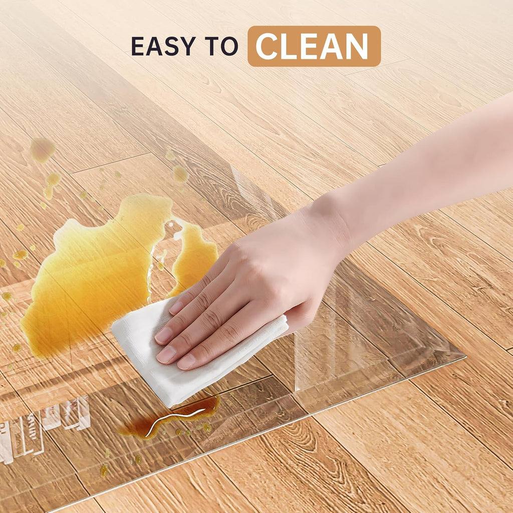 55'x46' Beveled Edge Tempered Glass Chair Mat, 5MM Thick, 1000Lbs Weight Capacity, Clear Ultra-Smooth, Suitable for Hardwood Floors & Carpet, Anti-Scratch Anti-Yellow, Home Office Use