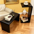 C Shaped End Table, Solid Wood Sofa Side Table for Couch, Bed, and Living Room, Space-Saving Small Snack Table for Bedroom, Office, or Balcony, Wooden Nightstand for Laptop and Narrow Spaces