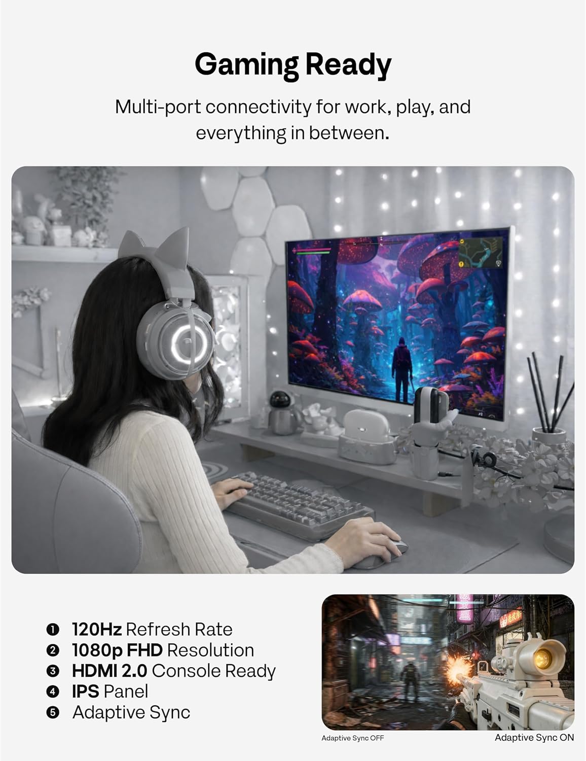 Pixio PX246 Wave 24 inch 120Hz Refresh Rate FHD 1080p Resolution IPS Panel 4ms GTG Response Time Gaming Monitor with Adaptive Sync