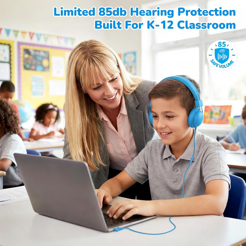 AILIHEN Kids Headphones Bulk 20-Pack for School Classroom K-12, On-Ear Wired Headsets with Microphone & 85dB Volume Limited & Sharing, 3.5mm Jack for Chromebook, Computer, Laptop (Multicolor)