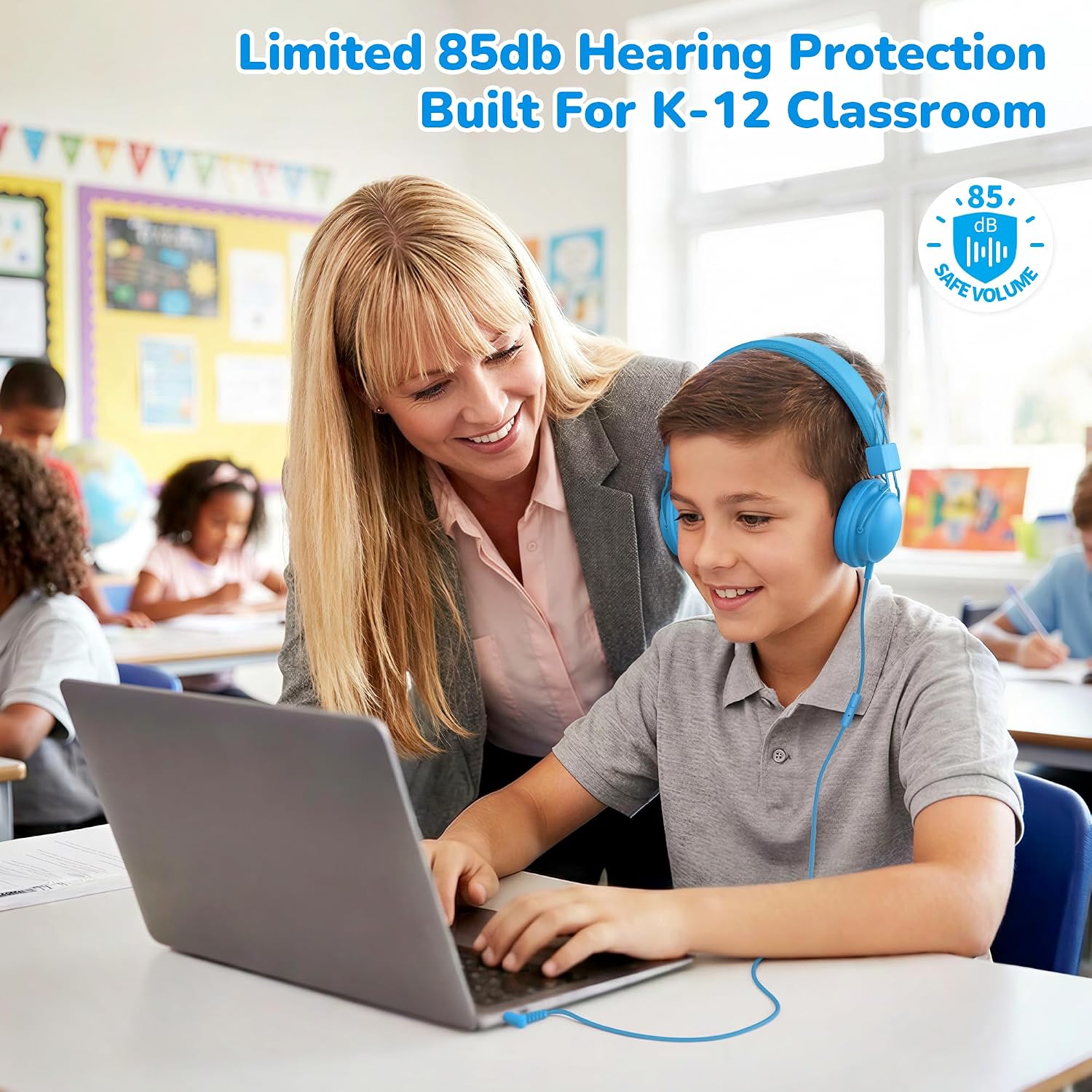 AILIHEN Kids Headphones Bulk 20-Pack for School Classroom K-12, On-Ear Wired Headsets with Microphone & 85dB Volume Limited & Sharing, 3.5mm Jack for Chromebook, Computer, Laptop (Multicolor)
