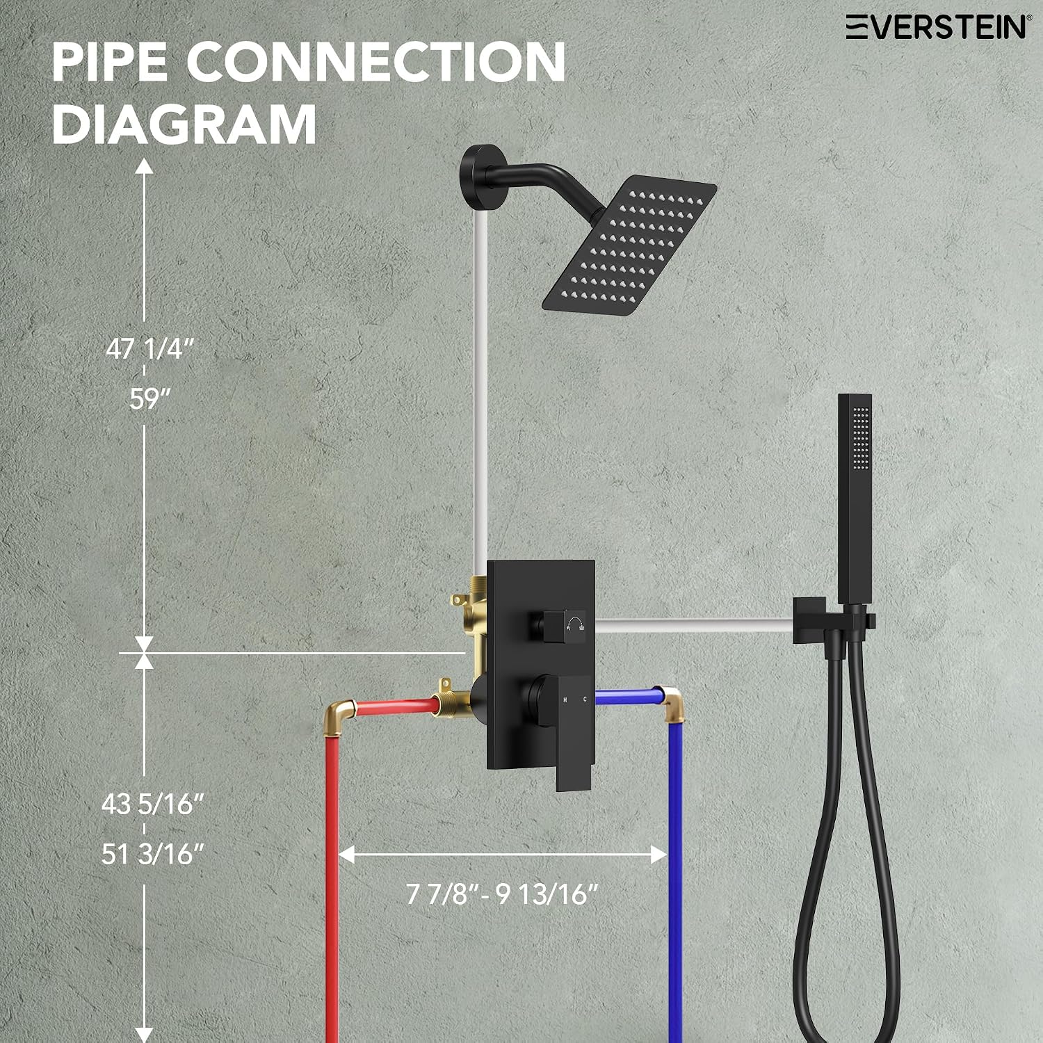 6' High-Pressure Shower System with Handheld Spray, Wall Mount Bathroom Shower Faucet Set with Valve (Matte Black)