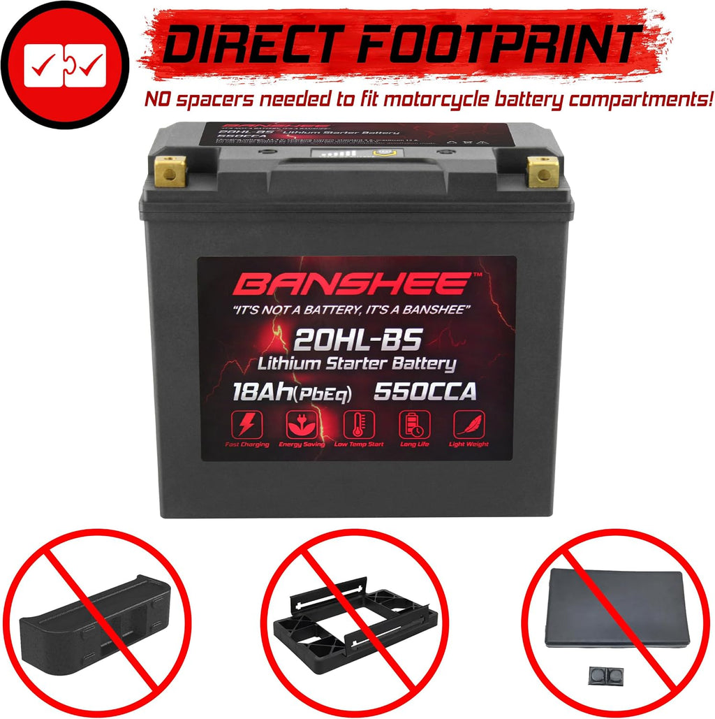 YTX20L-BS YTX20HL-BS Lithium LiFePO4 Motorcycle Battery,12V 18Ah,600CCA,Built in BMS,Powersports Battery,for ATV, UTV,Jet Ski,Personal Watercraft, Snowmobile,Quad, Riding Lawn Mower, Tractor