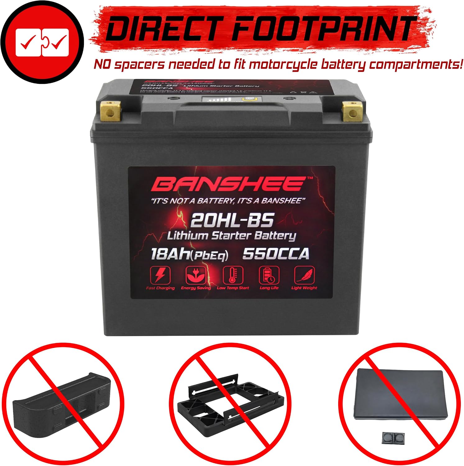 YTX20L-BS YTX20HL-BS Lithium LiFePO4 Motorcycle Battery,12V 18Ah,600CCA,Built in BMS,Powersports Battery,for ATV, UTV,Jet Ski,Personal Watercraft, Snowmobile,Quad, Riding Lawn Mower, Tractor