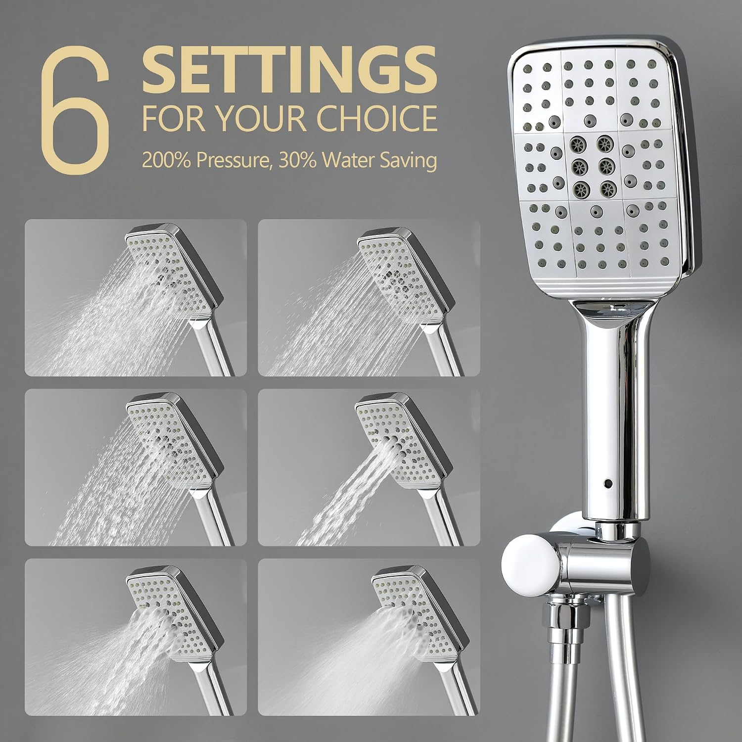 Shower Faucet Set - 12 inches Rain Shower System with 6 Function Handheld Shower Head Rough in Pressure Balance Valve Kit - Stainless Steel Bathroom Shower Kit Complete （Polished Chrome）