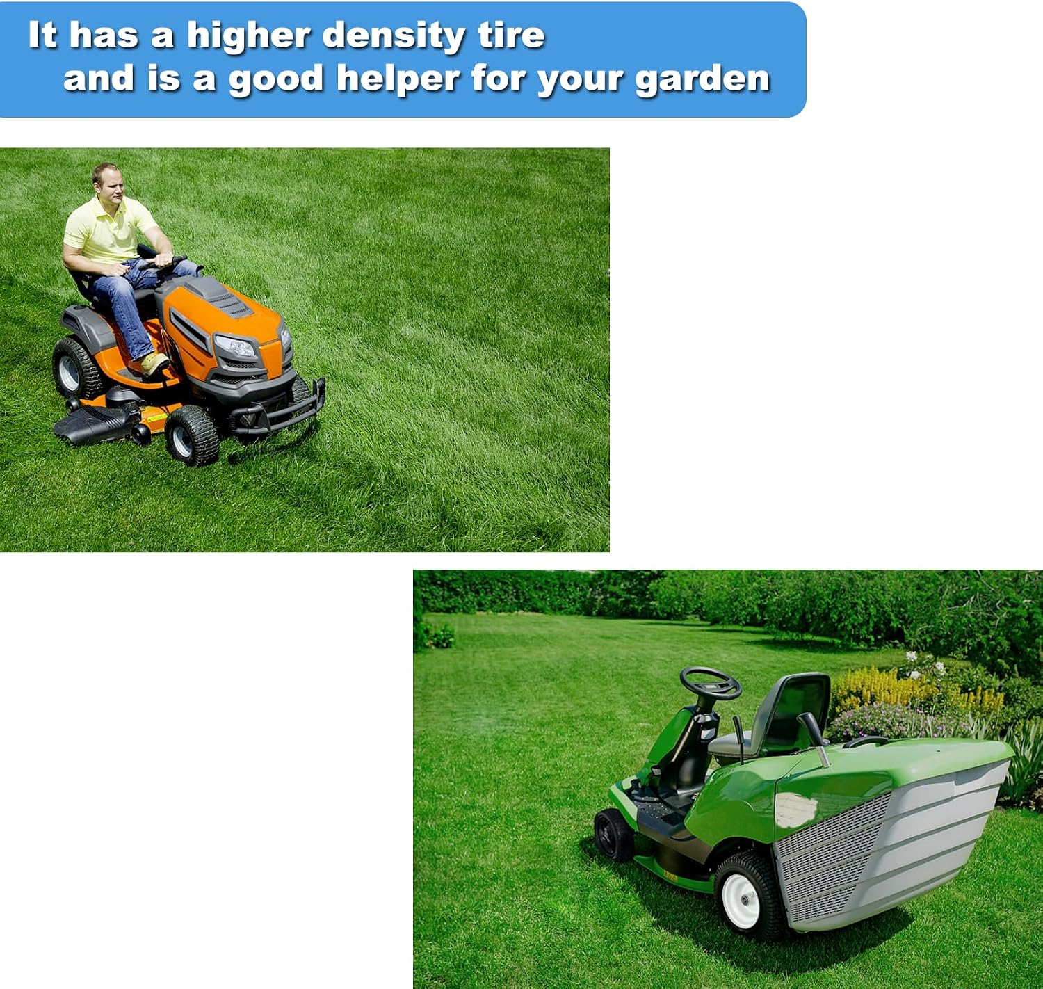 2-Pack 15x6.50-6 Flat-Free Tire with Rim,3'Centered Hub with 3/4' Ball Bearing,w/Grease Fitting，500lbs Capacity,15x6.50x6 No-Flat Solid Rubber Turf Wheel,for Riding Lawn mower,Garden Cart