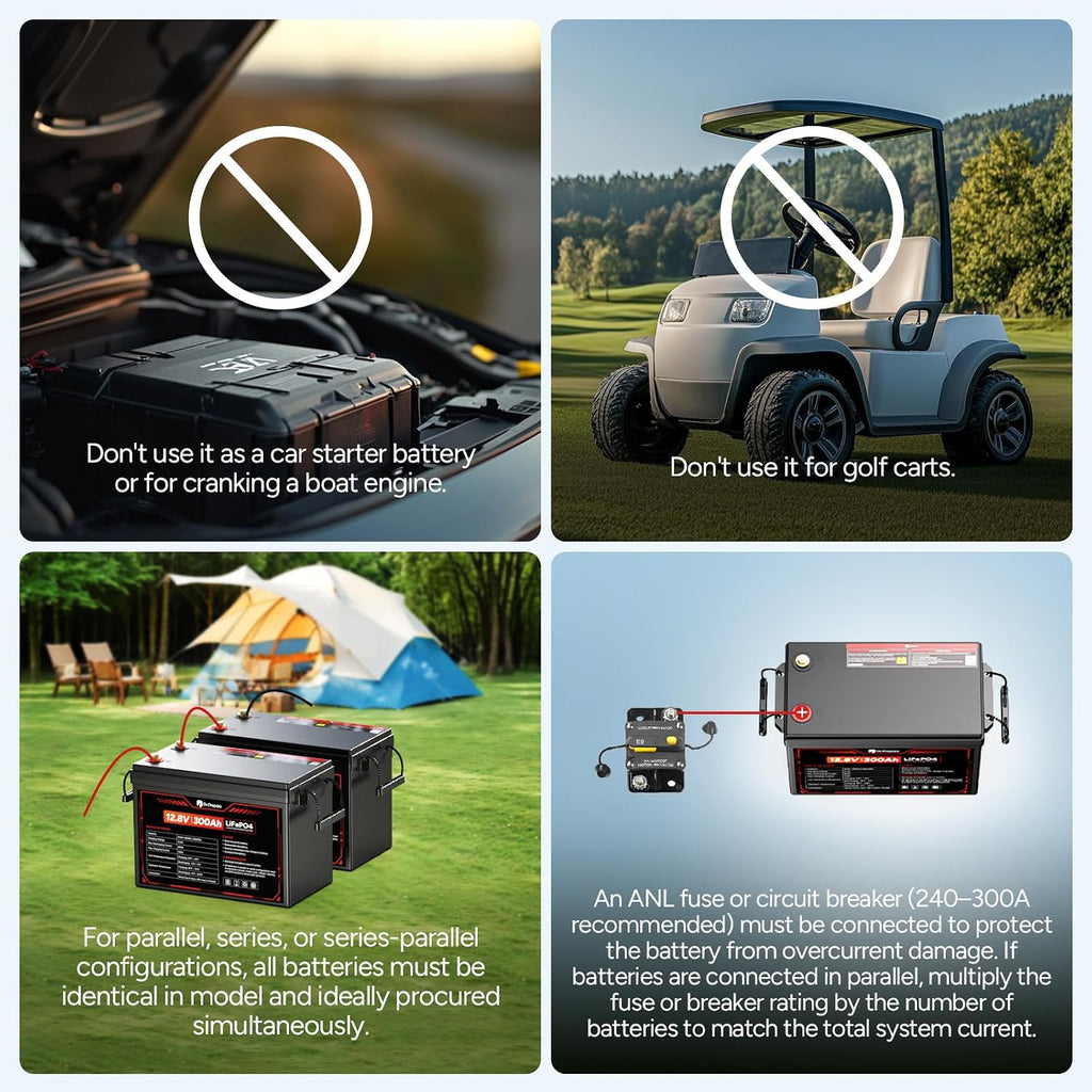 DR.PREPARE 12V 300Ah LiFePO4 Battery, Grade A+ Cells 3840Wh Rechargeable Lithium Iron Phosphate Battery, 200A BMS & Low Temp Cut Off, Small Size for RV, Solar, Off-Grid, Camping, Boat, Backup Power