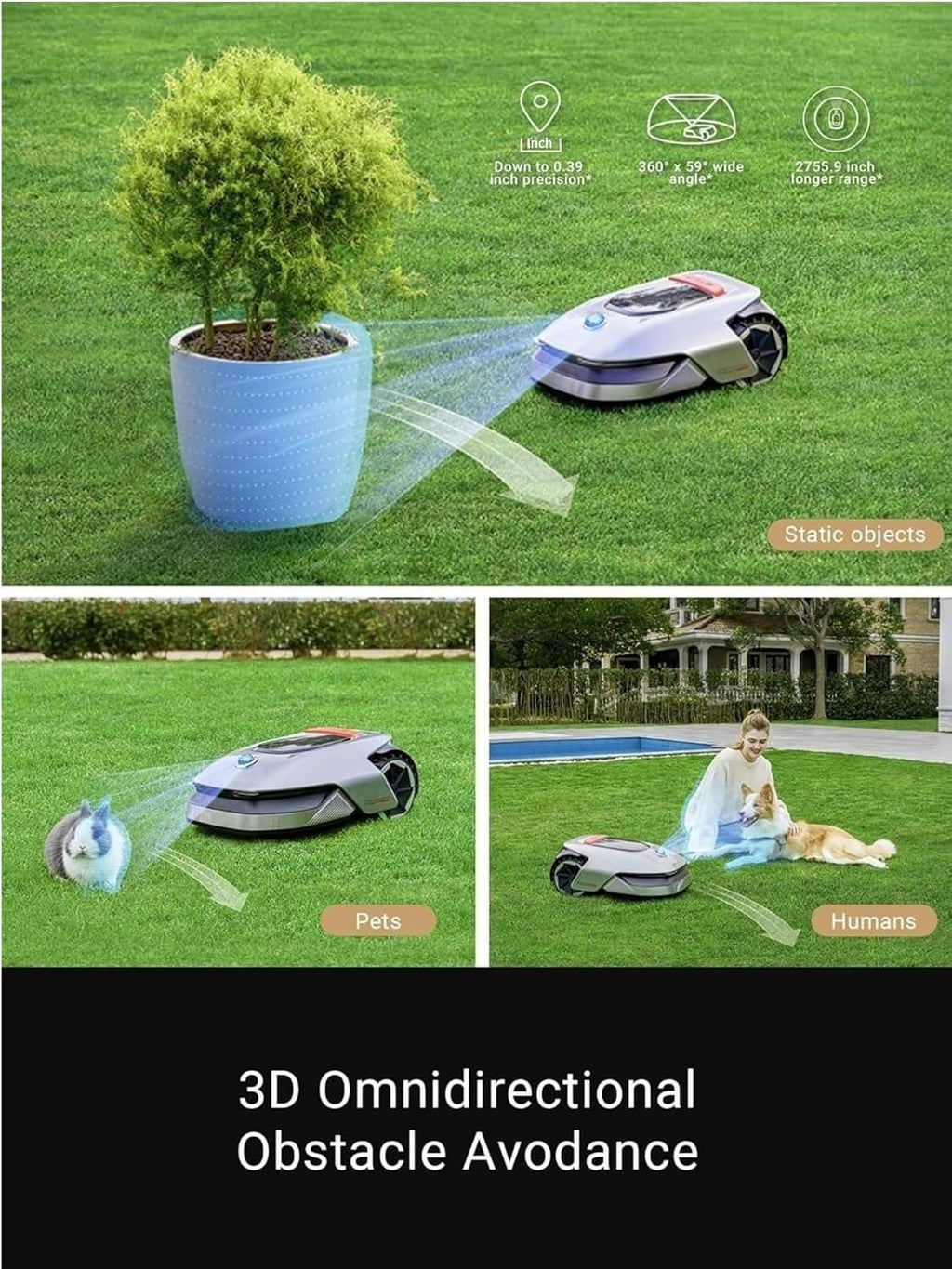 dreame Robotic Lawn Mower A1, Automatic Lawn Mower with Accurate Navigation and Obstacle Avoidance, U-Shape Path Planning, Perfect for Grass Cutting