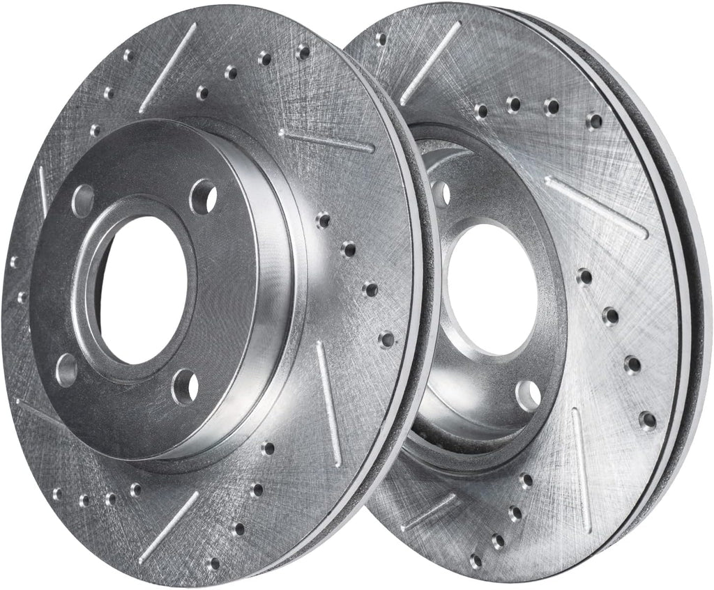 Detroit Axle - 2.3L Brake Kit for 1998-2002 Honda Accord 98-99 CL Front & Rear Drilled and Slotted Disc Brake Rotors Ceramic Brakes Pads 1999 2000 2001 Replacement